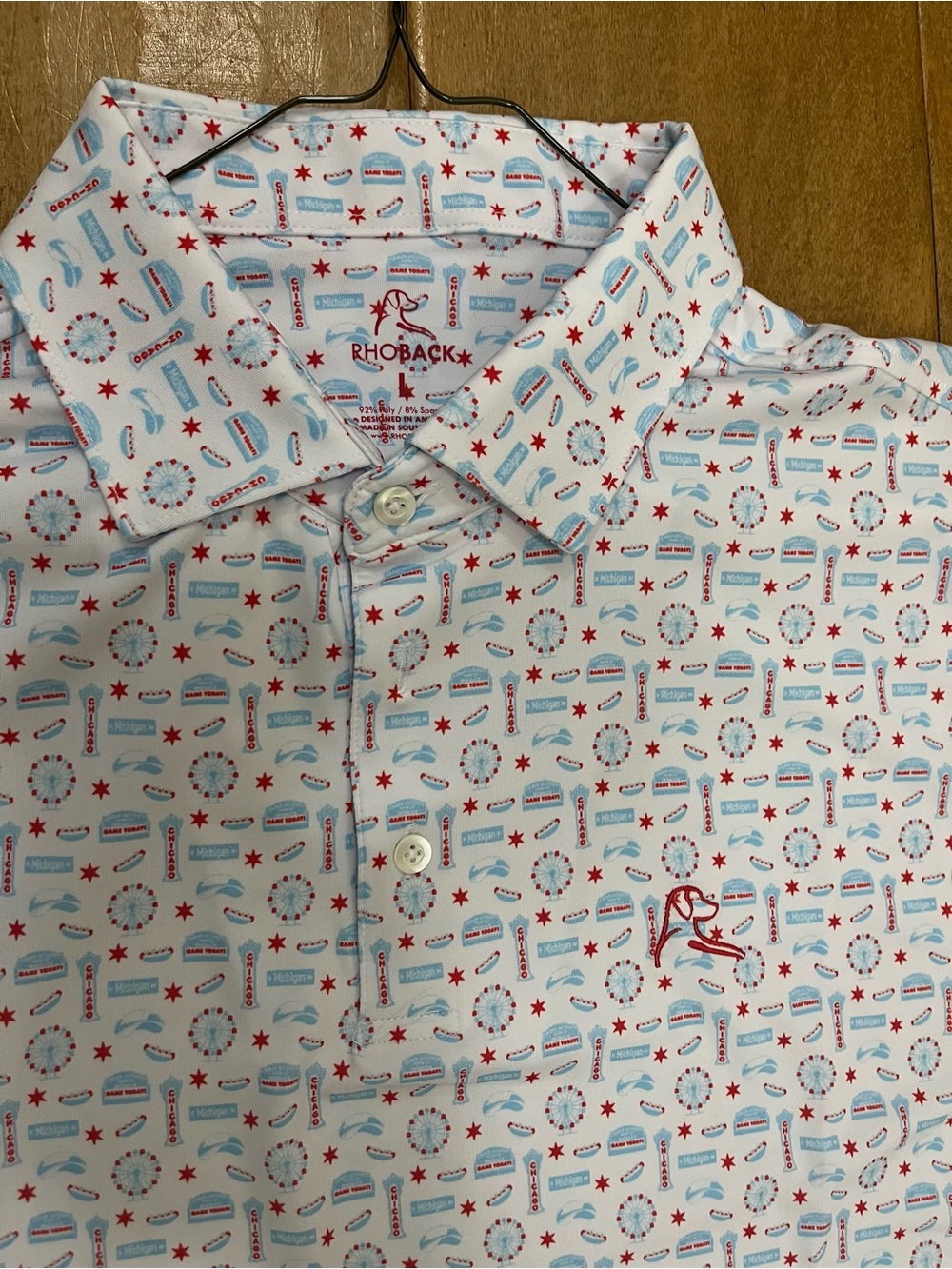 Rhoback Men’s White Chicago Polo (Medium)